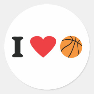 Sticker Rond J'aime l'icône du basket-ball