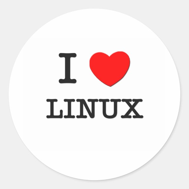 STICKER ROND J'AIME LINUX (Devant)