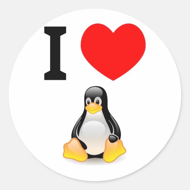 Sticker Rond J'aime Linux (Devant)