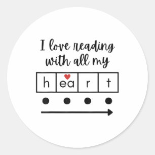 Sticker Rond J'Aime Lire Avec Tout Mon Coeur Professeur De Scie