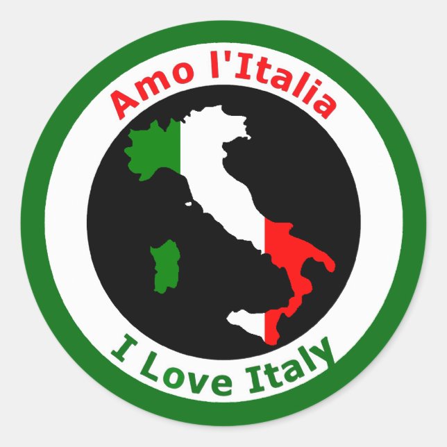 STICKER ROND J'AIME L'ITALIE (Devant)