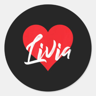 Sticker Rond J'aime Livia Prénom