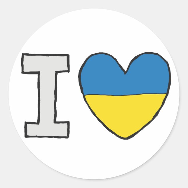 Sticker Rond J'aime l'Ukraine (Devant)