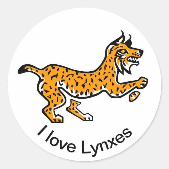 Sticker Rond J'aime LYNXES - Amoureux des animaux - Nature - (Devant)