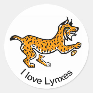 Sticker Rond J'aime LYNXES - Animal en voie de disparition -