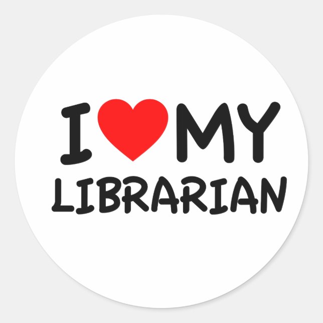 Sticker Rond J'aime ma bibliothécaire (Devant)