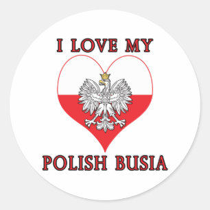 Sticker Rond J'Aime Ma Busia Polonaise