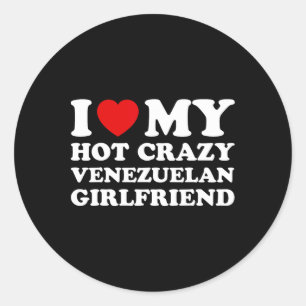 Sticker Rond J'aime ma chaude folle petite amie vénézuélienne V