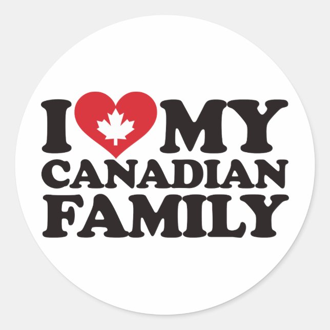 Sticker Rond J'aime ma famille canadienne (Devant)