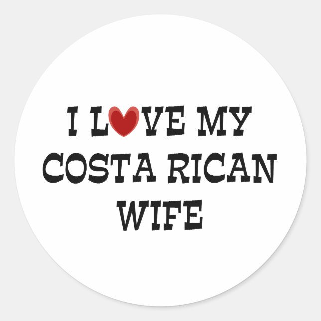 Sticker Rond J'Aime Ma Femme Costaricaine (Devant)