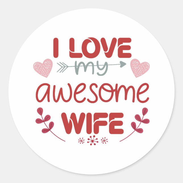 Sticker Rond J'aime ma femme géniale (Devant)