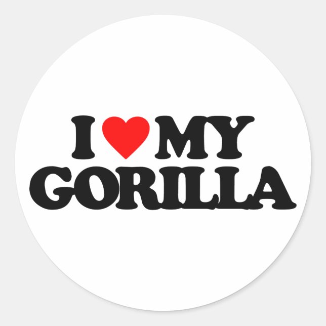 STICKER ROND J'AIME MA GORILLA (Devant)