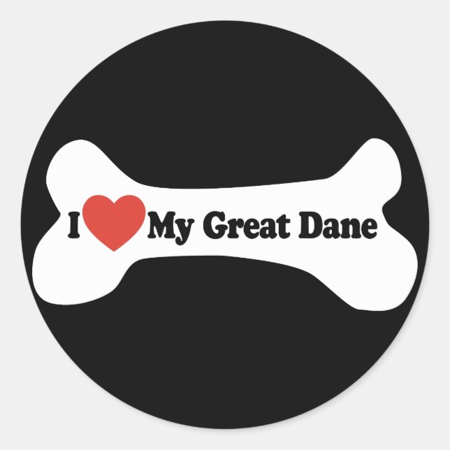 Sticker Rond J'Aime Ma Grande Danse - Os De Chien (Devant)