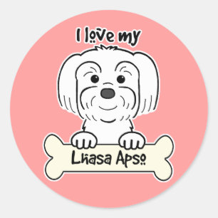 Sticker Rond J'aime ma Lhasa Apso