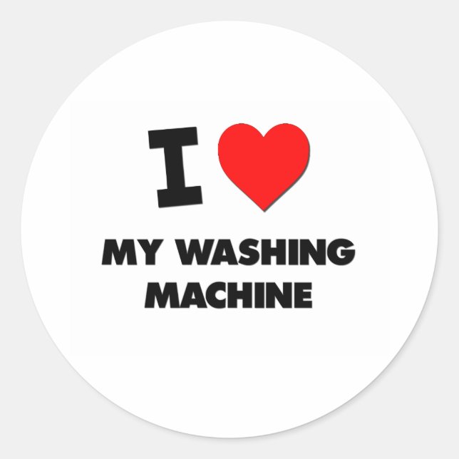 Sticker Rond J'aime ma machine à laver (Devant)