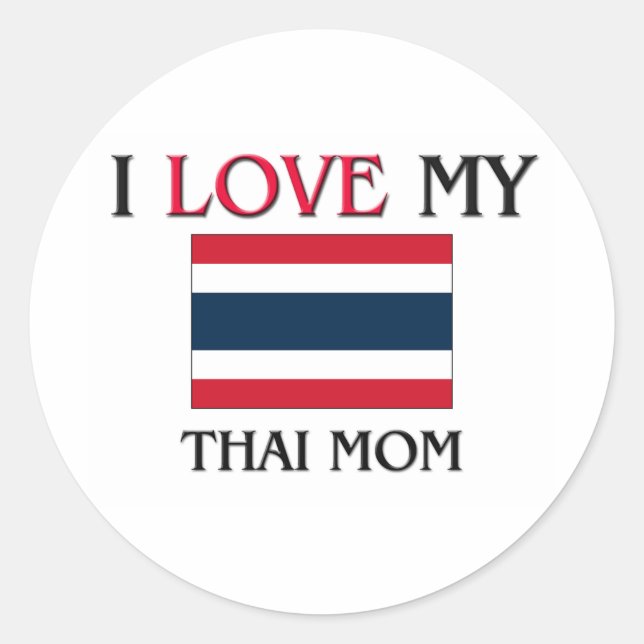 Sticker Rond J'aime ma maman thaï (Devant)