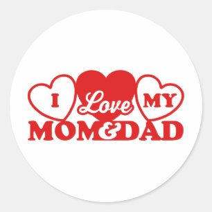 Sticker Rond J'aime ma mère et mon père