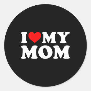 Sticker Rond J'Aime Ma Mère Fête Des Mères De Fille Ou Fils