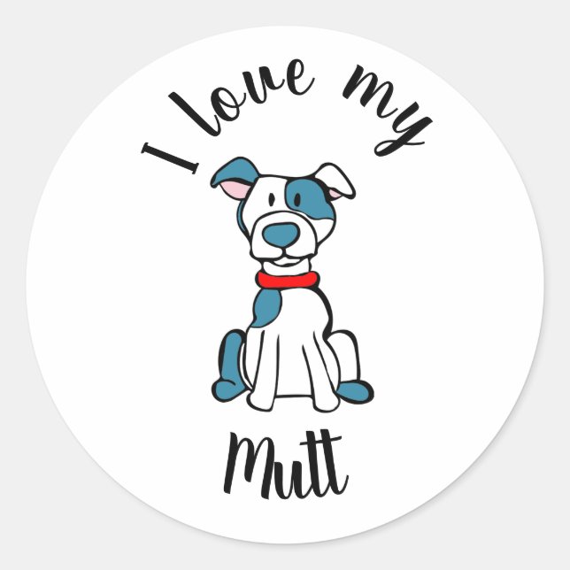 Sticker Rond J'Aime Ma Mutt (Devant)
