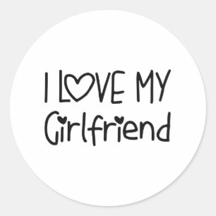 Sticker Rond J'aime ma petite amie - cadeau pour le couple d'an