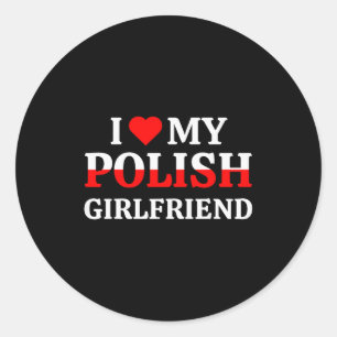 Sticker Rond J'aime ma petite amie polonaise Saint-Valentin Gf 
