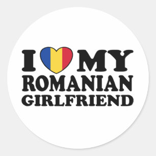 Sticker Rond J'aime ma petite amie roumaine