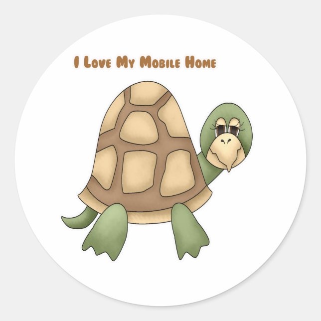 Sticker Rond J'Aime Ma Tortue Mobile Home (Devant)