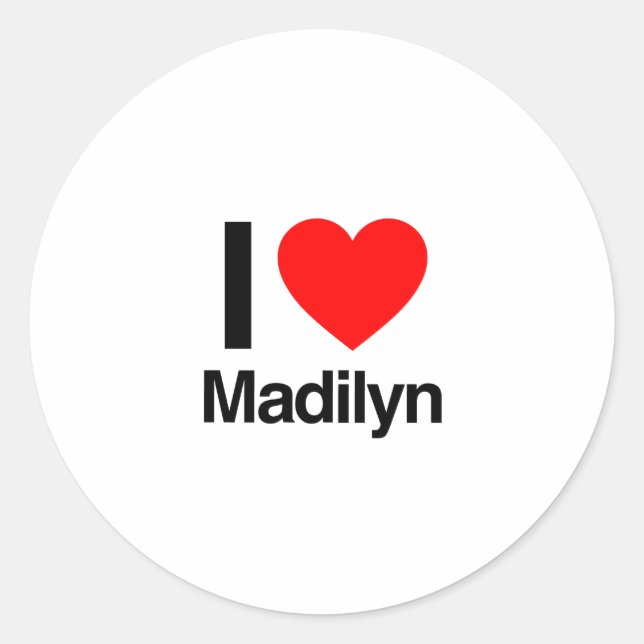 Sticker Rond j'aime madilyn (Devant)