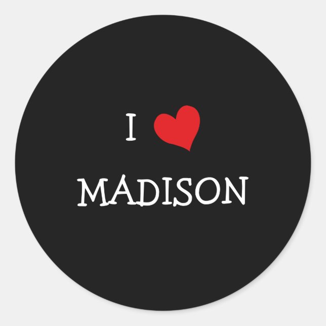 Sticker Rond J'aime MADISON (Devant)