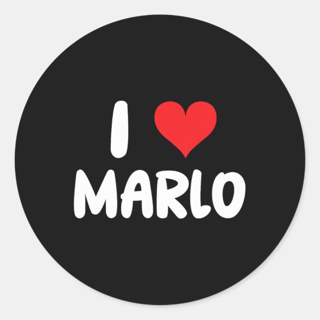 Sticker Rond J'aime Marlo - Cœur - Nom  (Devant)
