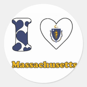 Sticker Rond J'aime Massachusetts