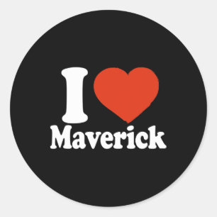 Sticker Rond J'aime Maverick, J'aime Maverick, Saint Valentin R