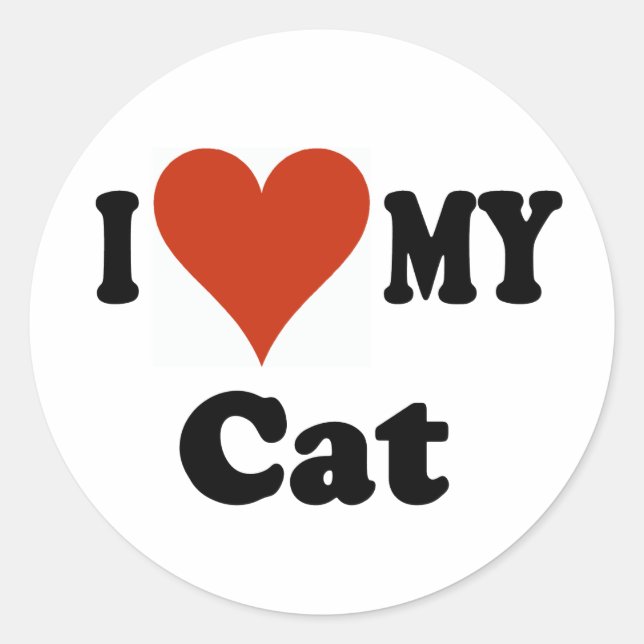 Sticker Rond J'aime mes cadeaux et vêtements de chat (Devant)