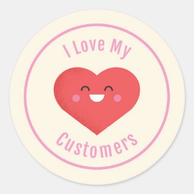 Sticker Rond J'aime mes clients (Devant)