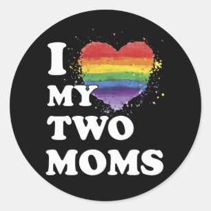 Sticker Rond J'Aime Mes Deux Moms Lesbiennes