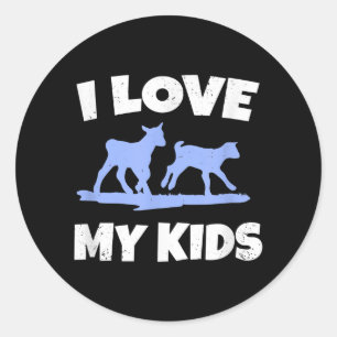 Sticker Rond J'Aime Mes Enfants Pour Un Cadeau Paysan De Chèvre
