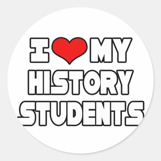Sticker Rond J'aime mes étudiants en histoire (Devant)