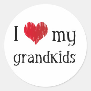 Sticker Rond J'aime mes petits-enfants