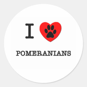 STICKER ROND J'AIME MES POMERANIENS
