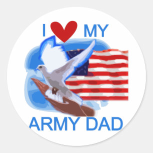 Sticker Rond J'aime mes T-shirts et cadeaux de papa d'armée