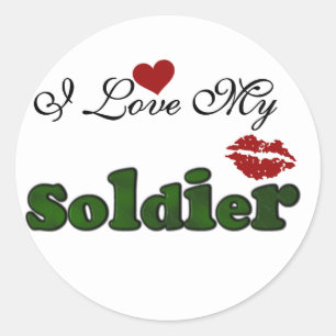 Sticker Rond J'aime mes t-shirts et cadeaux de soldat