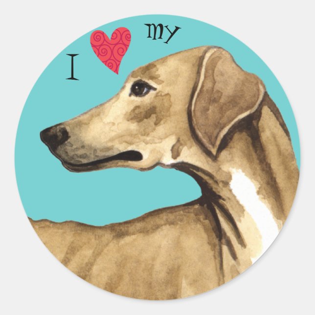 Sticker Rond J'aime mon Azawakh (Devant)