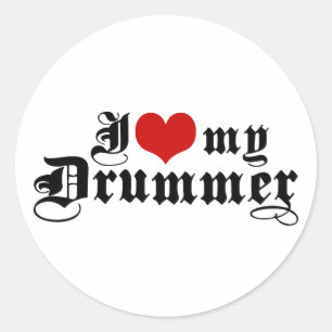 Sticker Rond J'Aime Mon Batteur