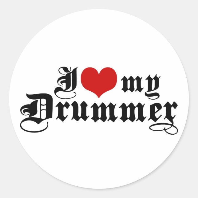 Sticker Rond J'Aime Mon Batteur (Devant)