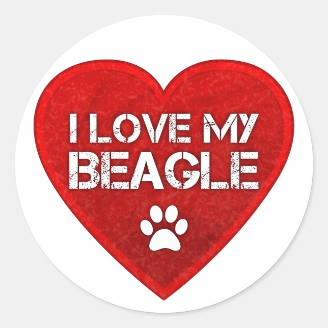 Sticker Rond J'aime mon Beagle (Devant)
