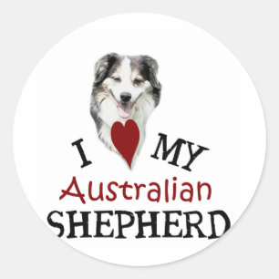 Sticker Rond J'aime mon berger australien