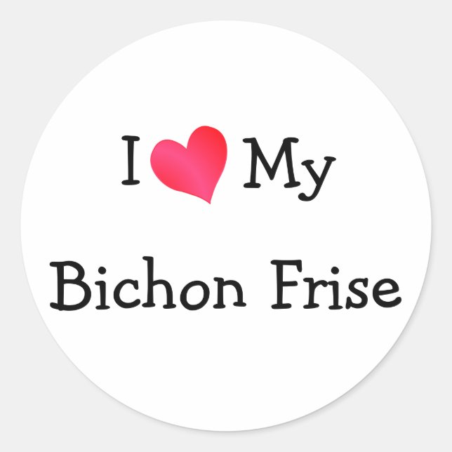 Sticker Rond J'Aime Mon Bichon Frise (Devant)