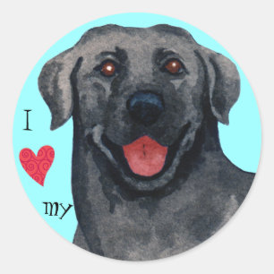 Sticker Rond J'aime mon Black Lab
