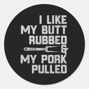 Sticker Rond J'Aime Mon Bouton Brouillé Et Amme; Mon Porc Tiré
