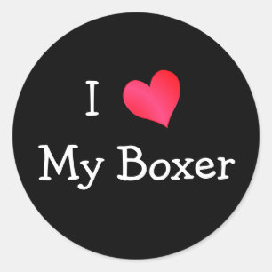 Sticker Rond J'Aime Mon Boxer